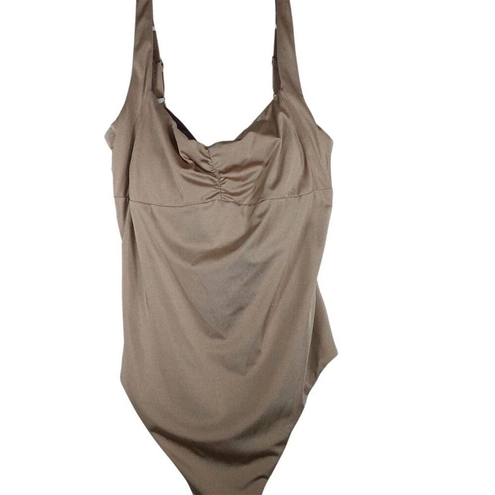 Andie Swim Sample Women's Nadi Gold One Piece Swimsuit 3XL Ruched Padded 2891